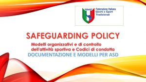 MATERIA SAFEGUARDING: ULTIMO SOLLECITO